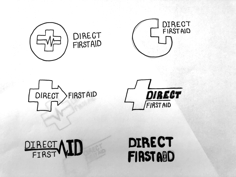 Direct First Aid Logo Sketches