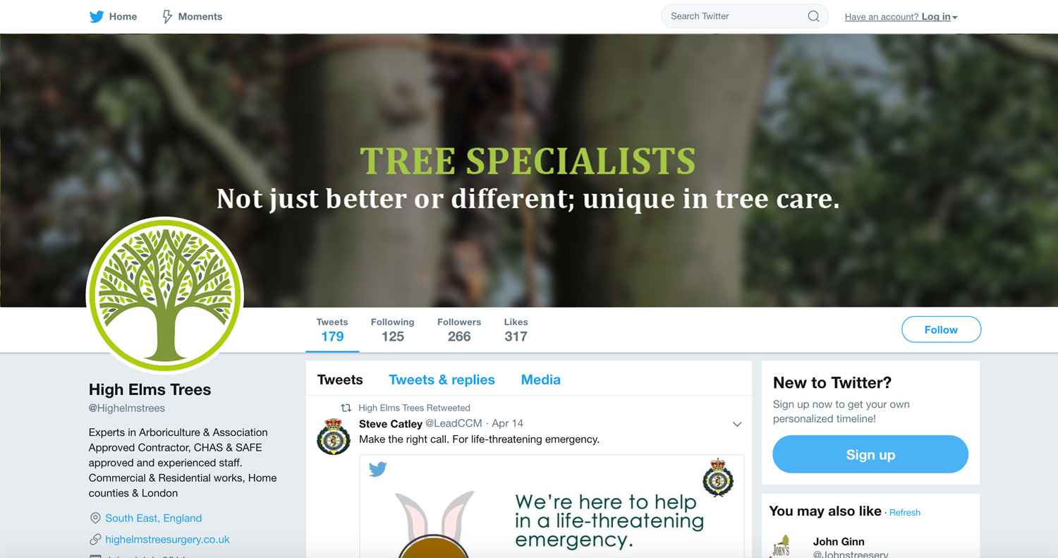 High Elms Twitter Page
